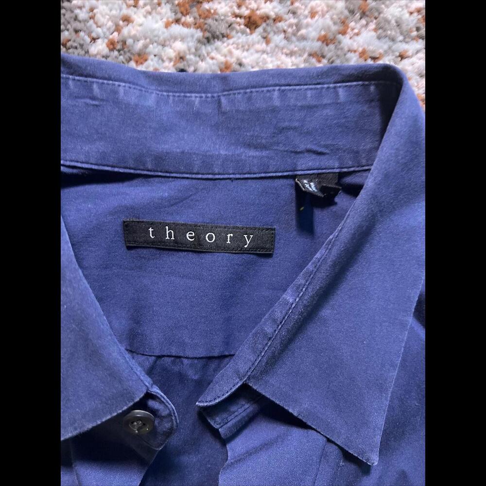 Theory Men’s Dress Shirt Navy‎ Blue Size Medium